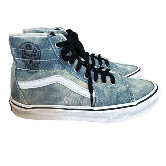 VANS Sk-8 Hi Tapered Denim Scull Embroidery Sneakers W 6.5 M 5 - Picture 1 of 11